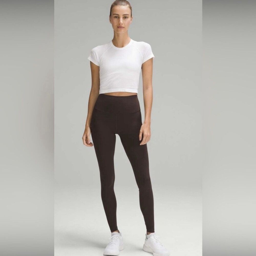 Lululemon Wunder Train Ribbed High Rise Tight 28” Women’s Size 10 Espresso NWT